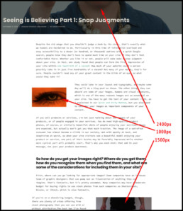 screenshot of blog post illustrating the three sizes of images