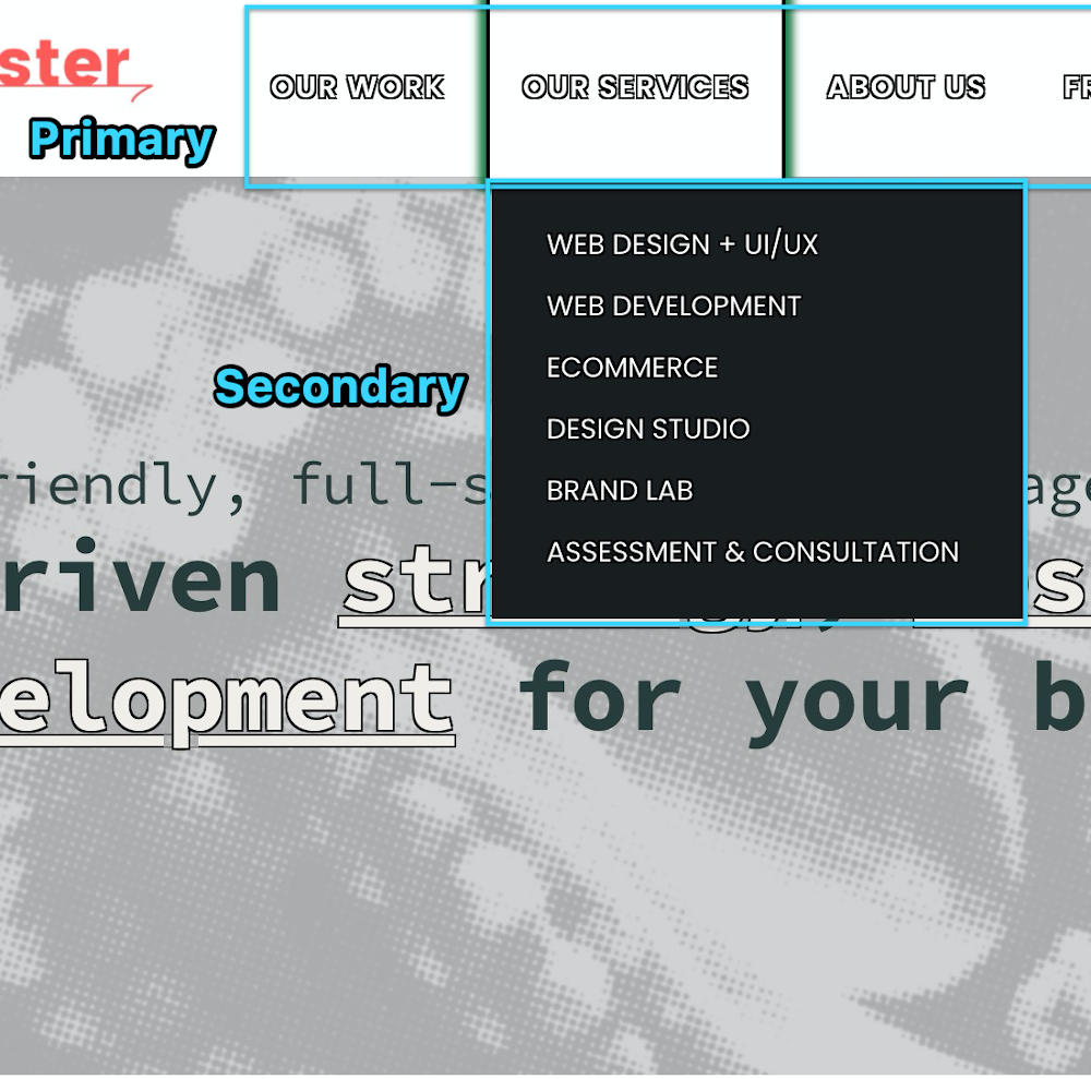 example of primary and secondary (dropdown) menus, these from SeaMonster Studios