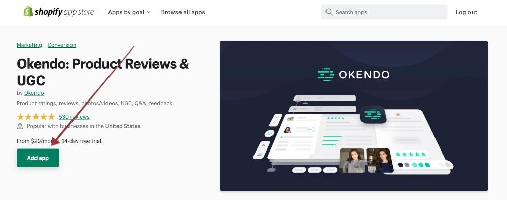 Okendo: Product Reviews and UGC add button for Shopify app