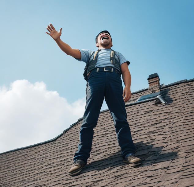 man standing on a rooftop shouting good news
